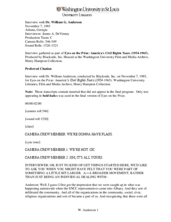 Download the full-sized PDF of Interview with Dr. William Anderson