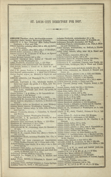 1857 City Directory